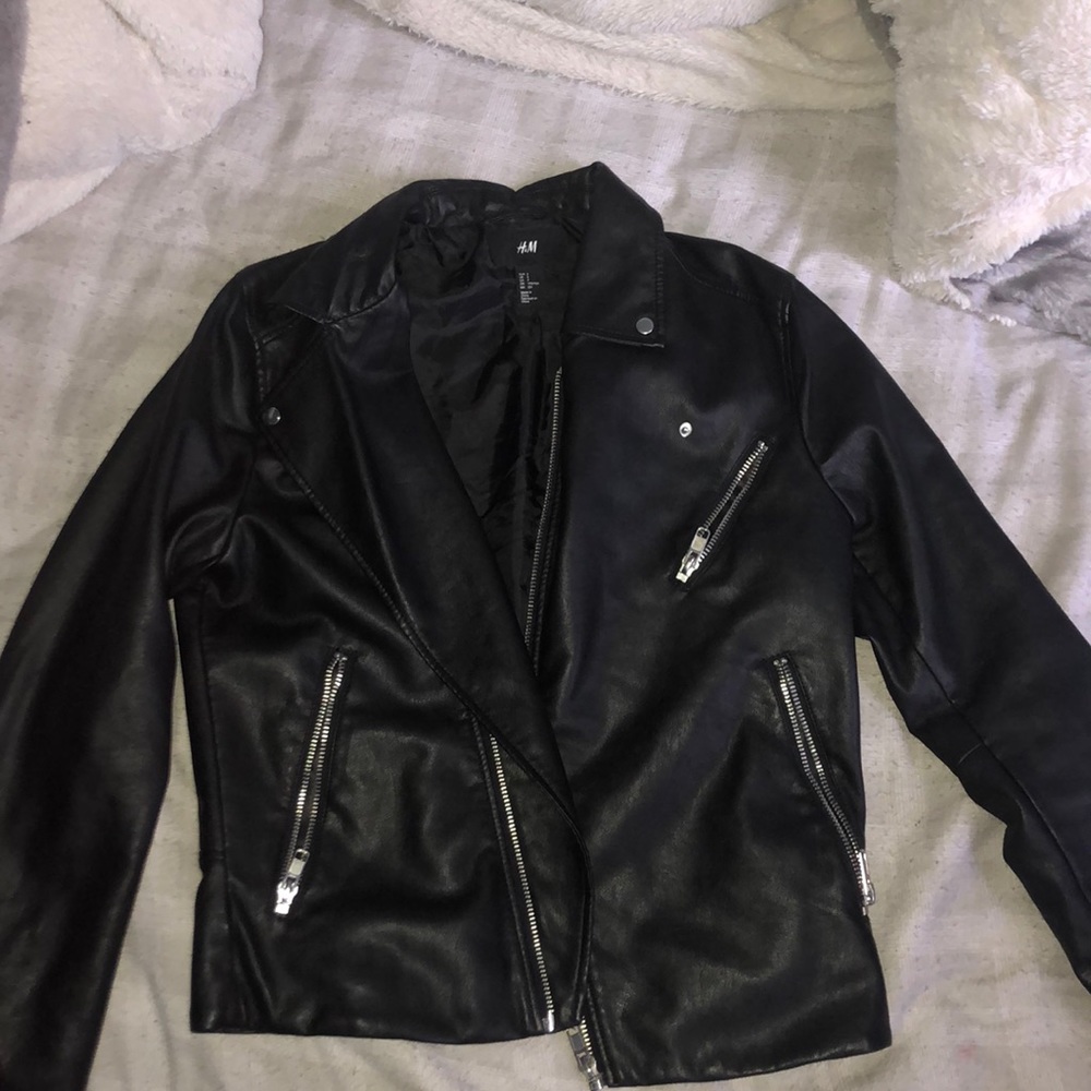 Leather biker jacket